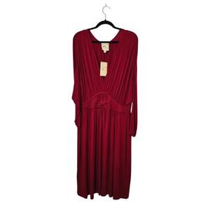 Pink Rose NWT Womens Embroidered Dress Size 3X Red Knit Feminine Preppy